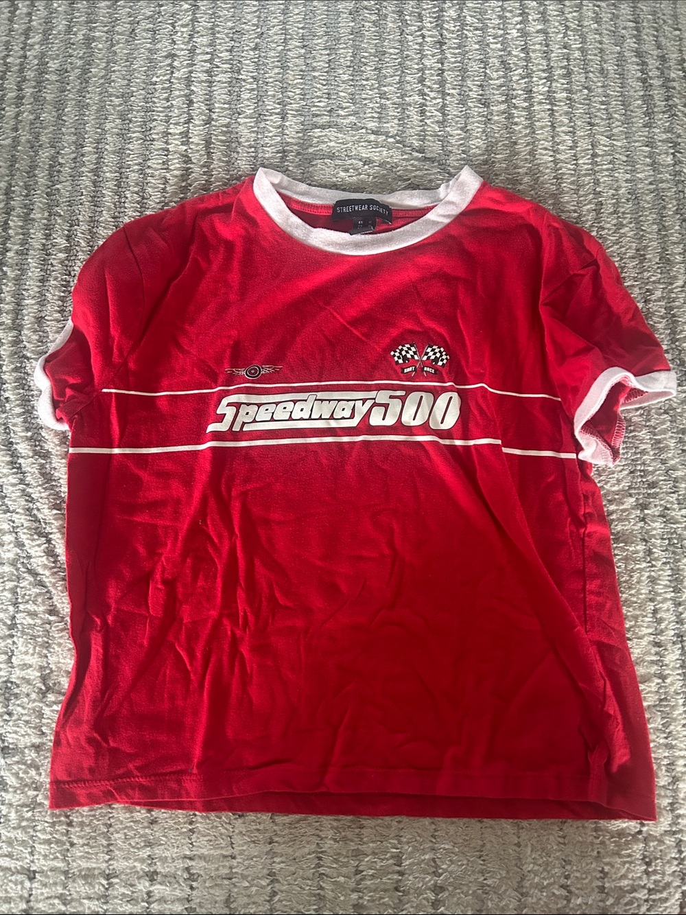 Streetwear Society Red Speedway 500 Ringer Tee with White Trim
